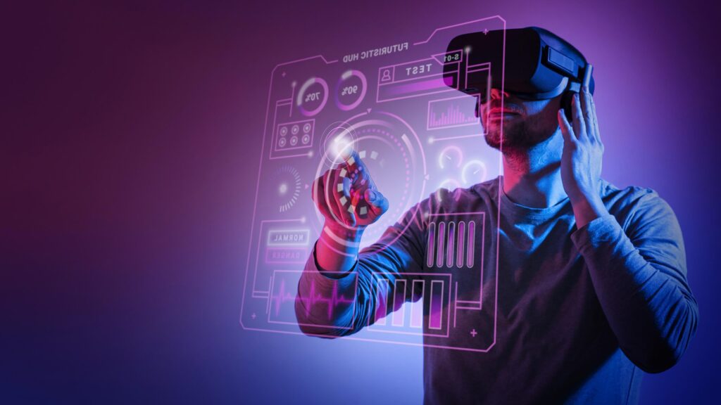 Picture of a man Enjoying VR headset for the home page banner slider of Arrow Wings Academy - The premier Institute for Job-Oriented Courses in Kochi | how to get a job on an oil rig