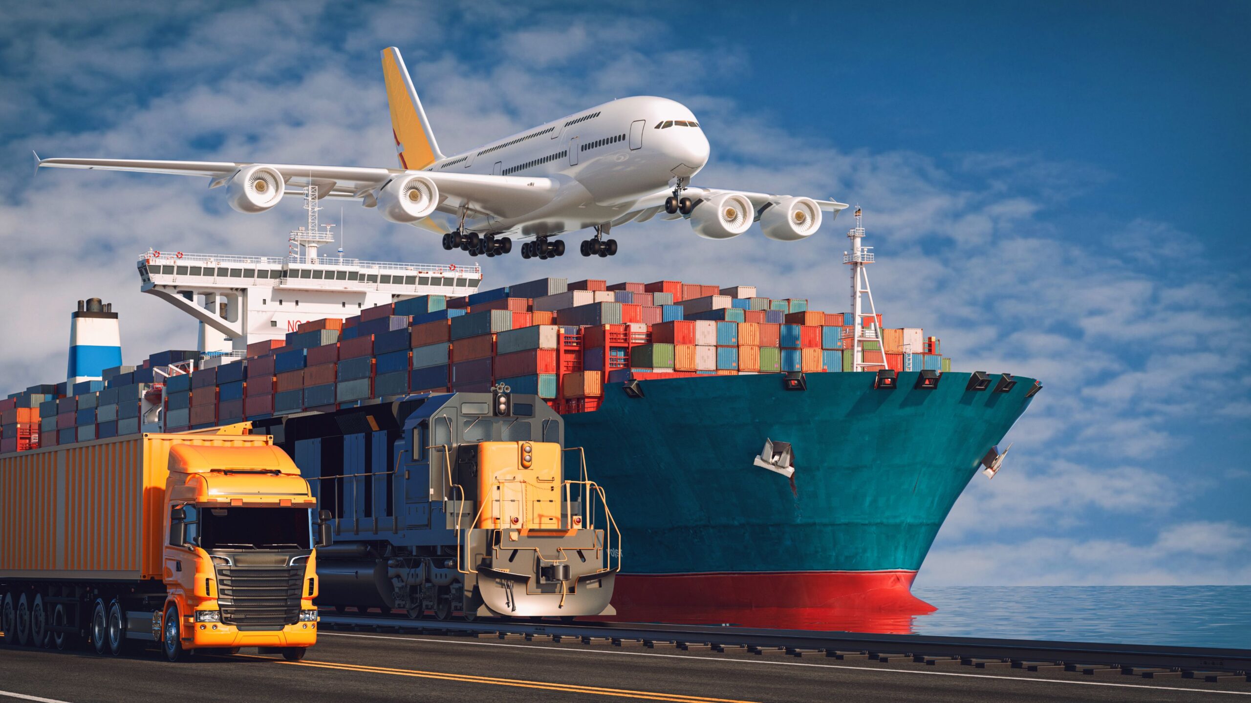 Container ship and and Airplane picture for Logistics Courses page Banner